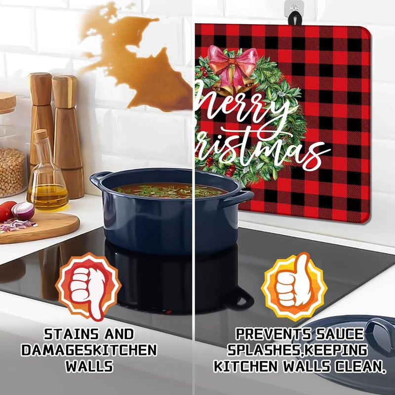 KAPLIPE Christmas Stove Top Cover for Electric Stove, 20x28 In Red Plaid Stove Covers Xmas Stove Mat Winter Heat Resist Gas Range Mat Induction Kitchen Decor Cooktop Protector Pad - Image 4
